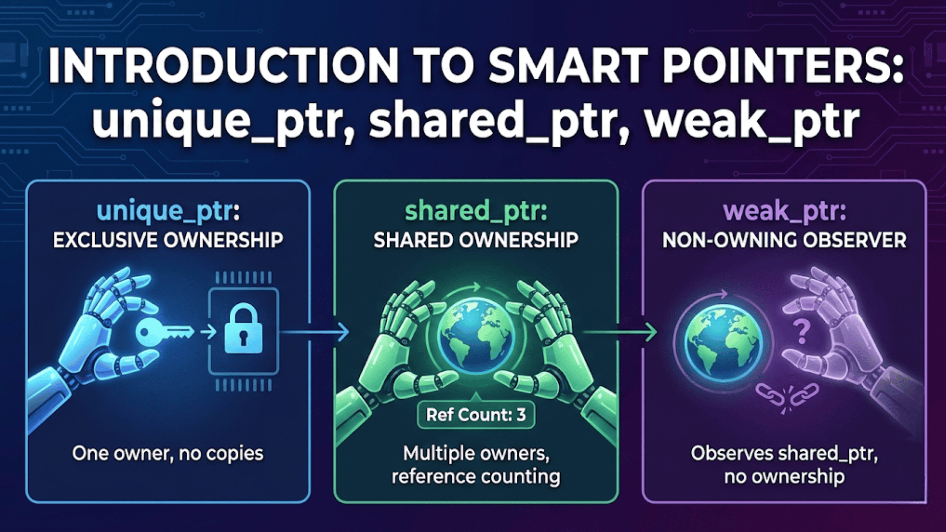 Introduction to Smart Pointers: unique_ptr, shared_ptr, weak_ptr